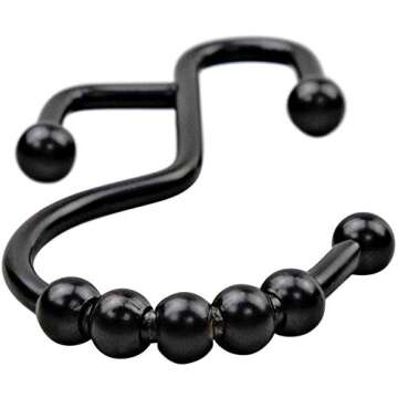 Shower Curtain Hooks with Double Different Heights Stainless Steel Rust-Resistant Easily-Glide Showe...