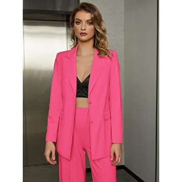 EXTRO&VERT Women Suit Two Pieces Outfit Long Sleeve Business Casual Blazer Jacket with Wide Leg Pant...