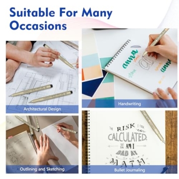 CHARSOCO 05 Micro Pen Set - 6 Pack Black Fine Point Pens