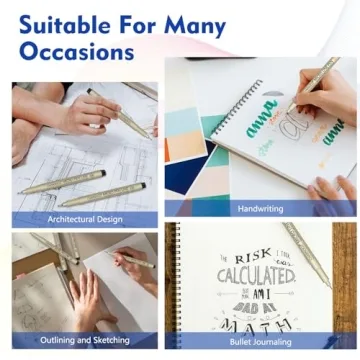 CHARSOCO 05 Micro Pen Set - 6 Pack Black Fine Point Pens