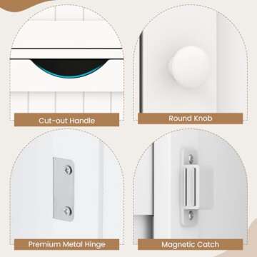 Giantex Storage Cabinet with 4 Drawers, Bathroom Storage Organizer with Cupboard, Adjustable Shelf, Anti-Toppling Device, Floor Cabinet, Entryway Storage Unit Console Table, White