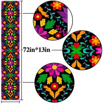 Nepnuser Mexican Day of The Dead Table Runner 72inches Long Dia De Los Muertos Decorations Mexico Fiesta Party Linen Altar Ofrenda Home Kitchen Decor