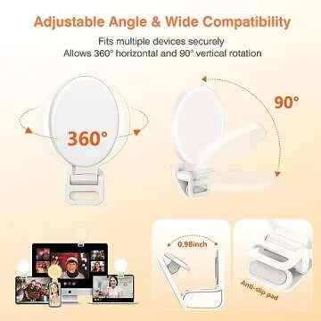 Selfie Light, EcoBasic Full-Screen Rechargeable Clip on Ring Light with 3 Modes for Phone, Laptop, Tablet, 10X Brighter Soft Phone Light for Selfies, Live Streaming, Video Conference