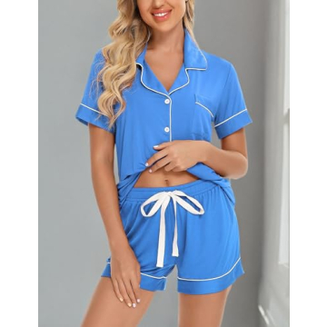 Anjue Stylish Button Down Pajamas Set for Women