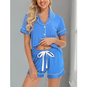 Anjue Stylish Button Down Pajamas Set for Women
