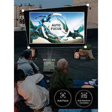 Outdoor Projector, Artlii Rubicon 4K Projector, Auto Focus & Keystone, Dolby Audio, Anti-Direct Eye Protection, 2x10W Speakers with Bass Effect, 5G WiFi/Bluetooth/USB/HDMI