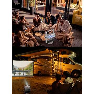 Outdoor Projector, Artlii Rubicon 4K Projector, Auto Focus & Keystone, Dolby Audio, Anti-Direct Eye Protection, 2x10W Speakers with Bass Effect, 5G WiFi/Bluetooth/USB/HDMI