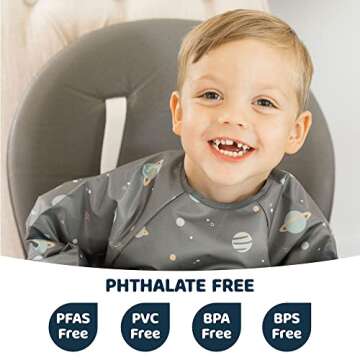 Tiny Twinkle Mess Proof Baby Bib, Cute Full Sleeve Bib Outfit, Waterproof Bibs for Toddlers, Machine...