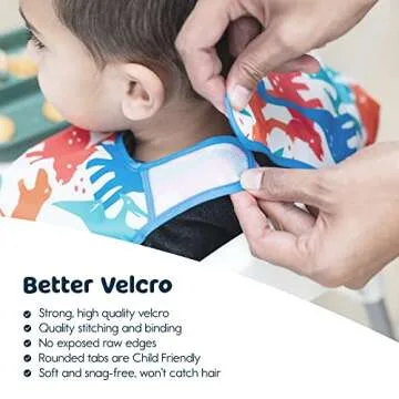 Tiny Twinkle Mess Proof Baby Bib, Cute Full Sleeve Bib Outfit, Waterproof Bibs for Toddlers, Machine Washable, Tug Proof Closure, Baby Smock for Eating, Long Sleeved (Space, Small 6-24 Months)