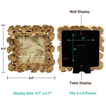 Vintage Square Picture Frame - Antique Gold Photo Decor