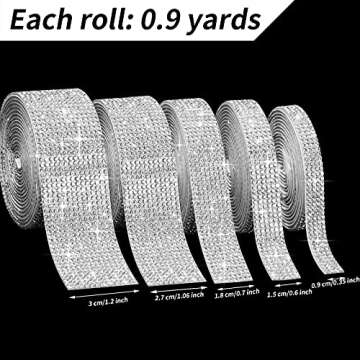 Rhinestone Diamond Ribbon 5 Rolls of 4.5 Yards for Craft