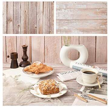 Food Photography Background Set 3pcs 34x21inches/54x84cm Flat Lay Photoshoot Backdrop Double Sided f...