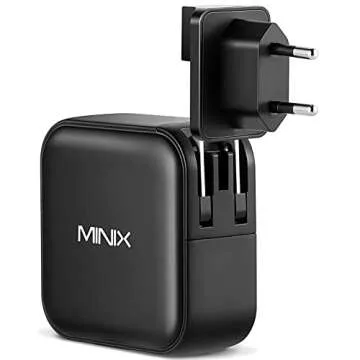 MINIX NEO P3 100W Turbo 4-Ports GaN Wall Charger, 3 x USB-C Port Fast Charging Adapter(Max 100W/20W), 1 USB-A (Max 18W). Compatible with MacBook Pro Air, iPad Pro, iPhone 14,Galaxy S9 and More.