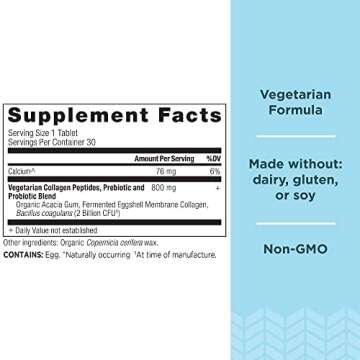 Ancient Nutrition Vegetarian Collagen Peptides - 30 Count Tablets for Healthy Skin, Hair, Joints, an...