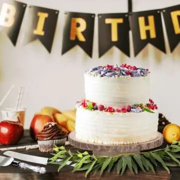 Cake Stand Rotating 12Inch Wood Cake Stand with Knife and Server Set Rustic Cake Stands for Wedding/Cake Decorating/Party/Baby Showers/Reception/Decor