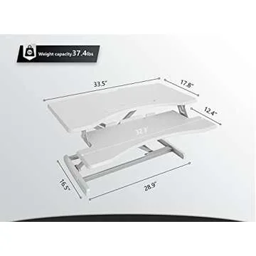 FEZIBO Height Adjustable Stand up Desk Converter–34 Inches Desk Riser, Sit Stand Desk Ergonomic Tabletop Workstation White