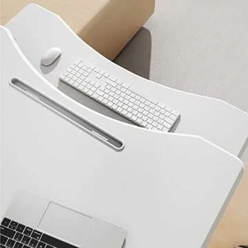 FEZIBO Height Adjustable Stand up Desk Converter–34 Inches Desk Riser, Sit Stand Desk Ergonomic Tabletop Workstation White