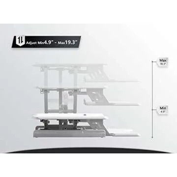 FEZIBO Height Adjustable Stand up Desk Converter–34 Inches Desk Riser, Sit Stand Desk Ergonomic Tabletop Workstation White