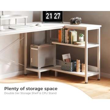 Stylish ODK 40 Inch L Shaped Desk with Storage Shelves