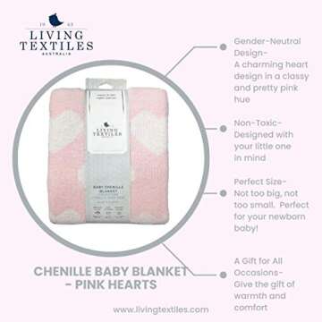 Living Textiles Pink Hearts Baby Blanket Soft Cozy Chenille