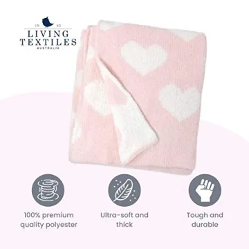 Living Textiles Pink Hearts Baby Blanket Soft Cozy Chenille