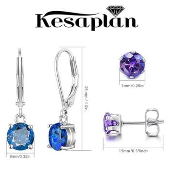 KesaPlan Multicolor Crystal Dangle Earrings and Studs for Women 929 Silver Hypoallergenic Dangle Ear...