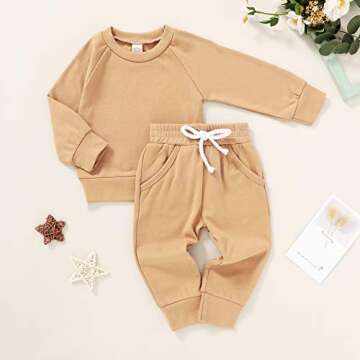 Happy Town Fall Outfits for Toddler Girl Boy Long Sleeve Top and Long Pants Set Toddler Sweatsuits (...