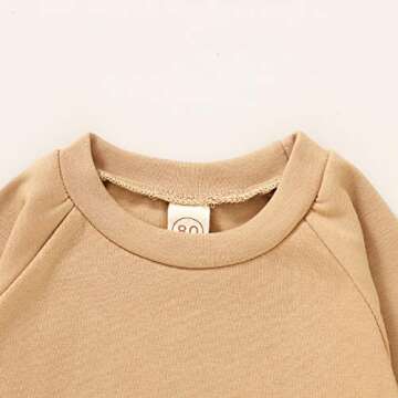 Happy Town Fall Outfits for Toddler Girl Boy Long Sleeve Top and Long Pants Set Toddler Sweatsuits (Coffee, 6-12 Months)