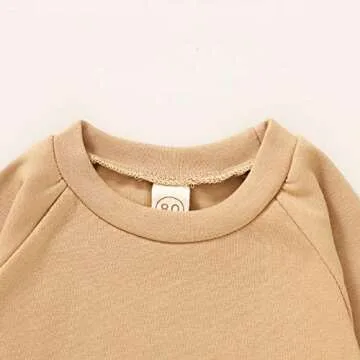 Happy Town Fall Outfits for Toddler Girl Boy Long Sleeve Top and Long Pants Set Toddler Sweatsuits (Coffee, 6-12 Months)