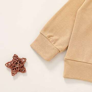 Happy Town Fall Outfits for Toddler Girl Boy Long Sleeve Top and Long Pants Set Toddler Sweatsuits (Coffee, 6-12 Months)