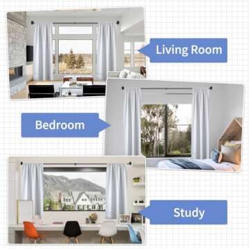 ZYRW Adjustable Blackout Curtain Rod for Windows 28-48 Inches