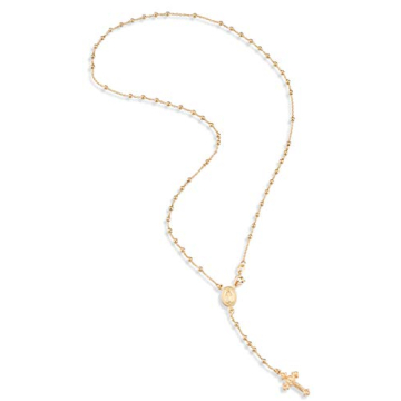Miabella Italian 925 Sterling Silver Rosary Bead Necklace