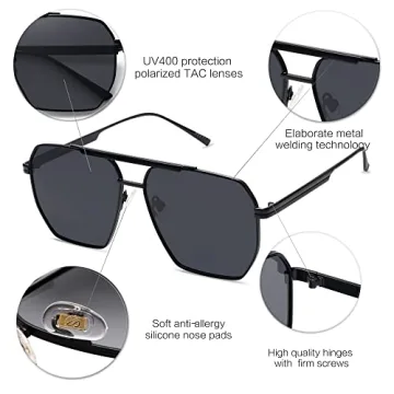 SOJOS Retro Oversized Polarized Sunglasses for All Styles