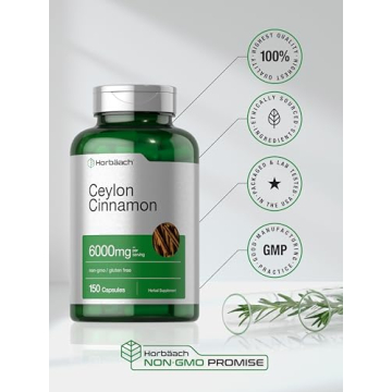 Premium Ceylon Cinnamon 6000mg Capsules Non-GMO Gluten Free