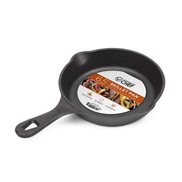COMMERCIAL CHEF 6.5 Inch Cast Iron Skillet - Versatile & Pre-Seasoned