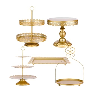 ZUMELER Gold 5Pcs Cake Stand Set - Elegant Dessert Display for Celebrations