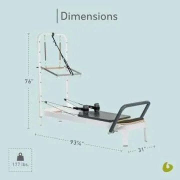 Balanced Body Allegro 2 Pilates Reformer with Steel Footbar, Tower, and Mat Conversion, Pilates Exercise Equipment, Workout Equipment for Home or Studio