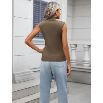 Stylish Zeagoo Women's 2025 Mock Turtle Neck Sweater Vest
