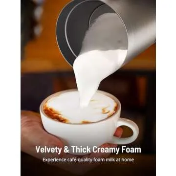 Milk Frother, Airyoyo 4-in-1 Milk Frother with Stand, Electric Milk Frother and Steamer Hot& Cold Foam Temperature Control, Auto Shut-Off Frother for Coffee Latte