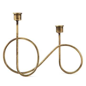 Twisted Brass Style Candle Holder, Candlestick Holder for Table Decoration, Holiday, Wedding, Housew...