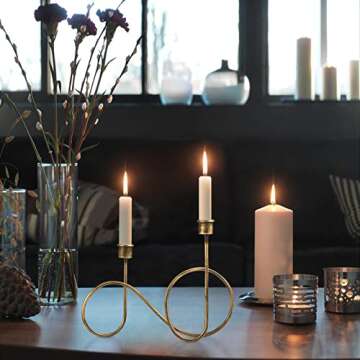 Twisted Brass Style Candle Holder, Candlestick Holder for Table Decoration, Holiday, Wedding, Housewarming