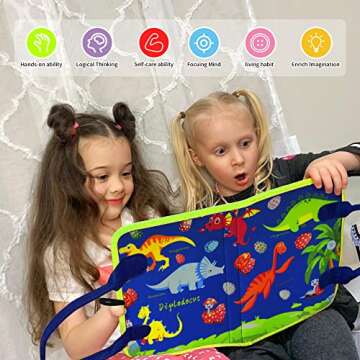 LearnToy Dinosaur Montessori Toys Preschool Learning Toys for Toddlers 1 2 3 4 Years Old, Toddler Busy Board-Educational Toys, Sensory Board, Autism Toys, Toddler Travel Activities Board Toy