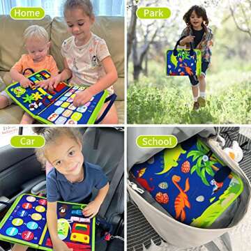 LearnToy Dinosaur Montessori Toys Preschool Learning Toys for Toddlers 1 2 3 4 Years Old, Toddler Busy Board-Educational Toys, Sensory Board, Autism Toys, Toddler Travel Activities Board Toy