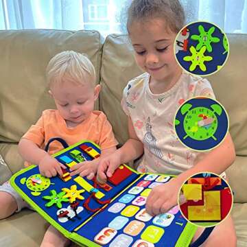 LearnToy Dinosaur Montessori Toys Preschool Learning Toys for Toddlers 1 2 3 4 Years Old, Toddler Busy Board-Educational Toys, Sensory Board, Autism Toys, Toddler Travel Activities Board Toy