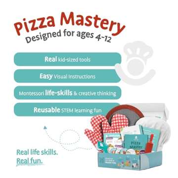Tovla Jr. Ultimate Real Pizza Cooking Kit for Kids – Fun DIY Baking Set, STEM Activity for Ages 4+, Visual Learning Pizza Tools, Great Gift for Young Chefs