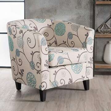 Christopher Knight Home Preston Fabric Club Chair, White / Blue