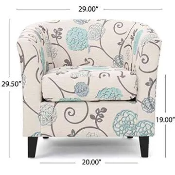 Christopher Knight Home Preston Fabric Club Chair, White / Blue