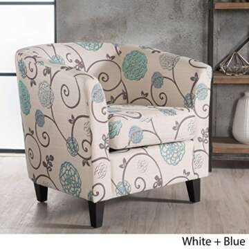 Christopher Knight Home Preston Fabric Club Chair, White / Blue