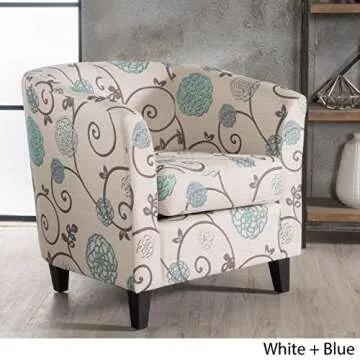 Christopher Knight Home Preston Fabric Club Chair, White / Blue