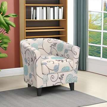 Christopher Knight Home Preston Fabric Club Chair, White / Blue